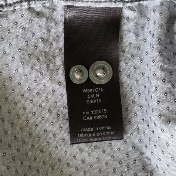John Varvatos Shirt Mens L Gray Birds Eye LS Button Roll Up Tab Casual Preppy - Picture 13 of 16